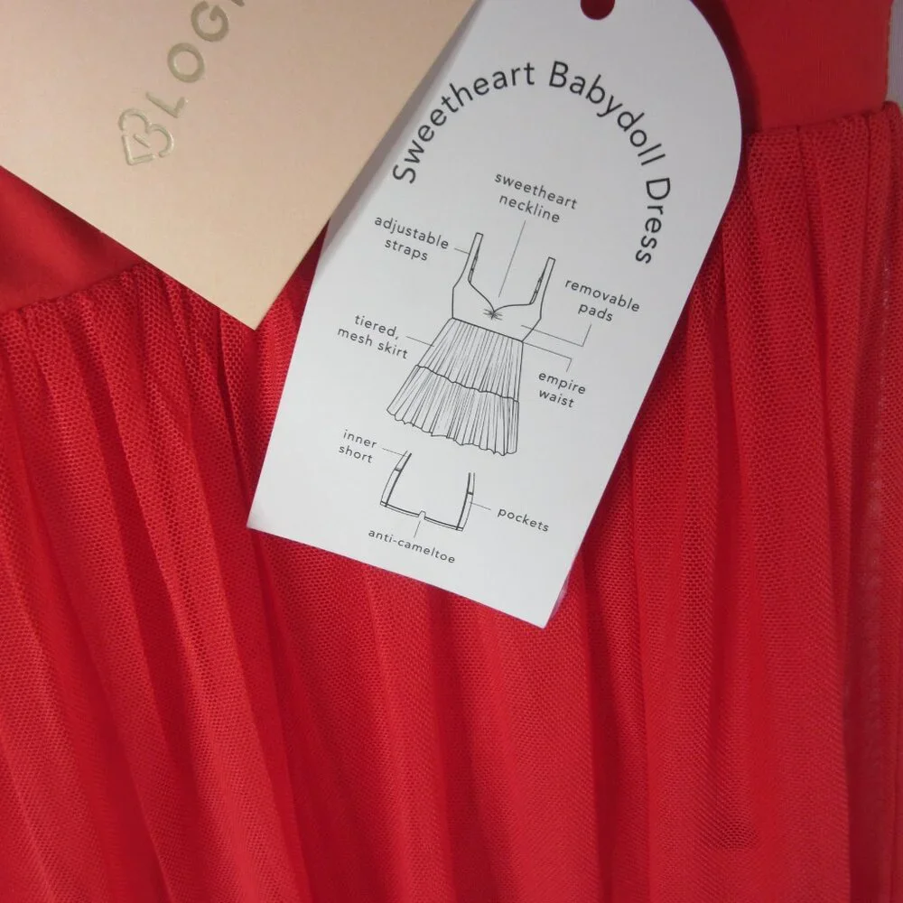 Blogilates Sweetheart Babydoll Dress Red Skirt Size Large NWT - Picture 7 of 13